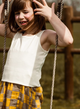 Let's Chill女童夏季高腰格子短裤纯棉甜美田园森女系舒适裤子