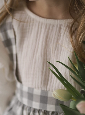 Let's Chill儿童全棉简约复古舒适长袖百搭全棉纯色上衣长袖女童