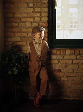 Let's Chill儿童休闲宽松工装长裤 纯棉复古时尚百搭纯色裤子