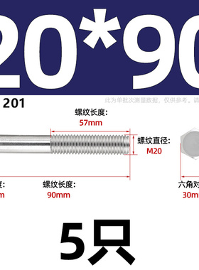 M4M5M6M8M10M12M14M16M18M20 201不锈钢外六角螺丝螺栓加长螺杆钉