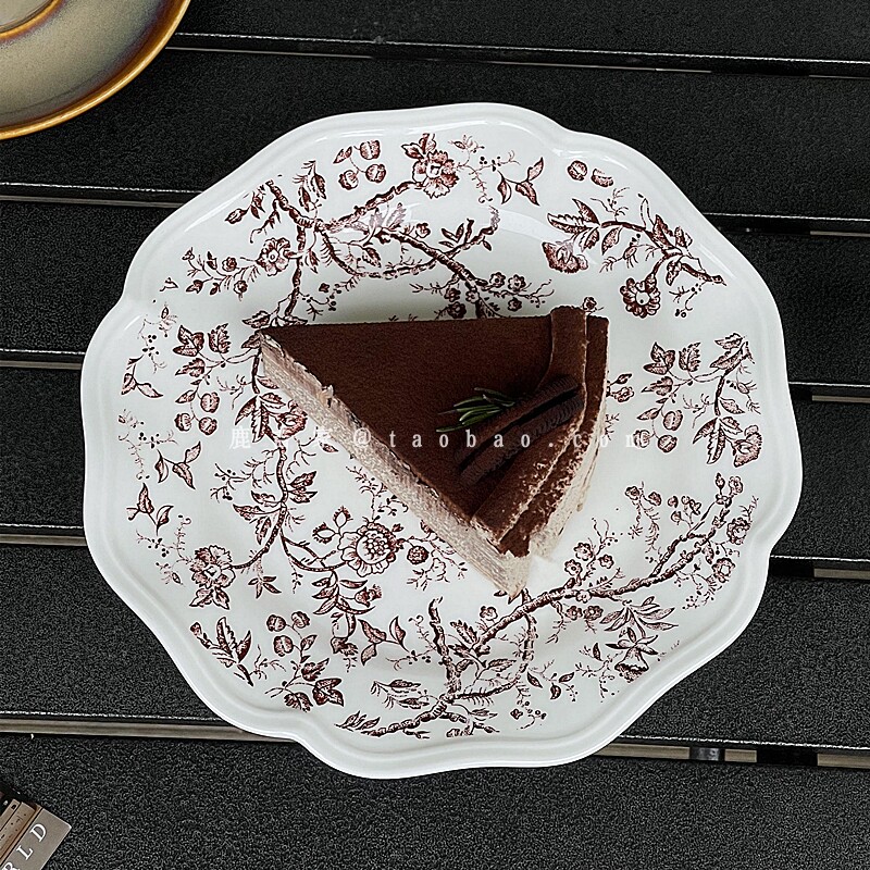 下午茶复古风花卉餐盘法式中古