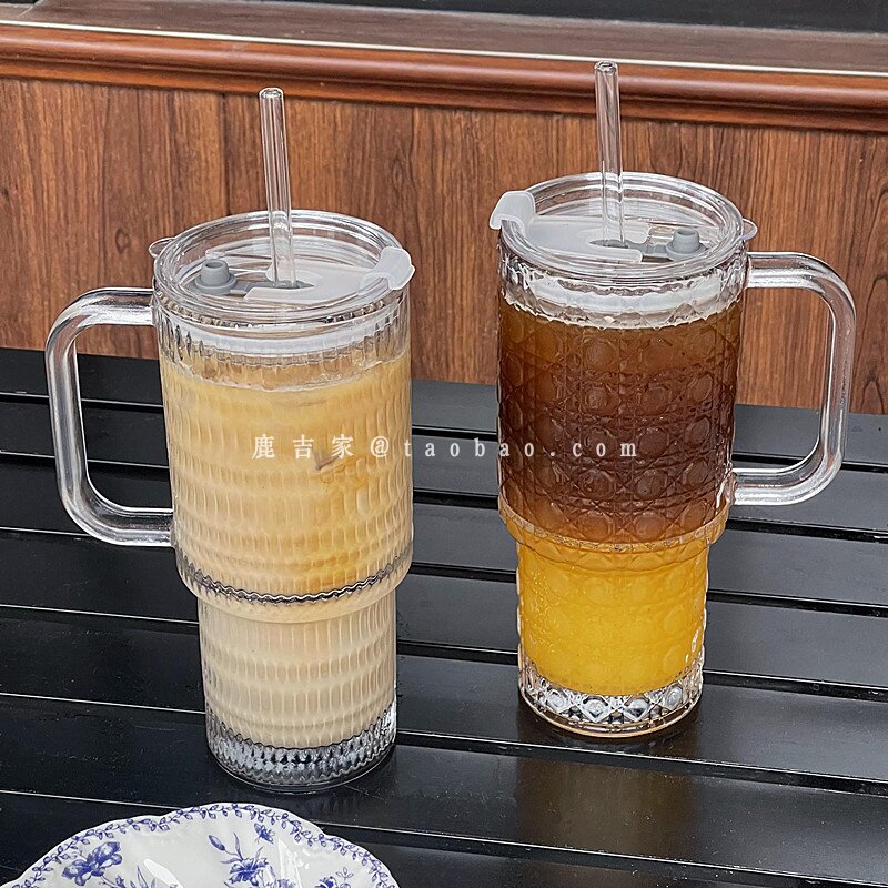 高颜值ins风巨无霸宝石纹吸管杯