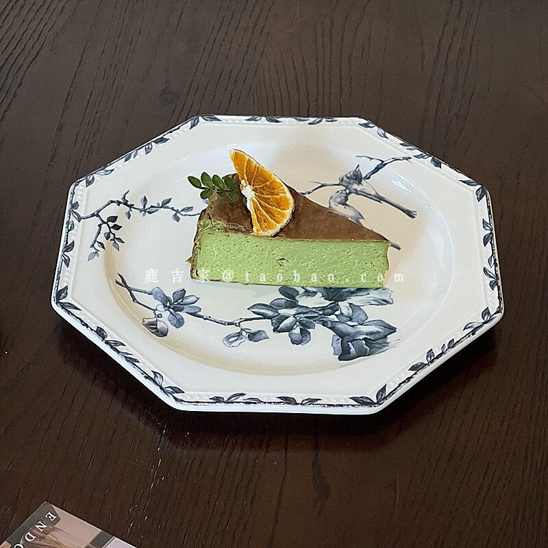 高级感中古vintage陶瓷八角盘