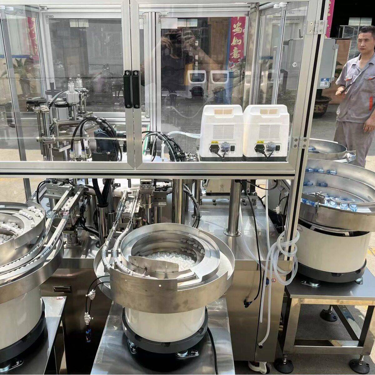 自动分头液体灌装机10ml滴眼液加塞旋盖一体双头精度封口设备