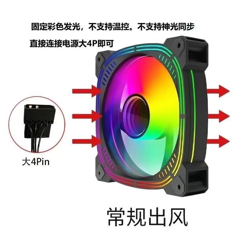 棱镜2海景房台式电脑主机机箱风扇12CM炫彩低噪静音风冷散热风扇图片