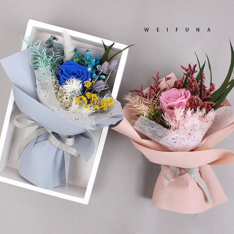 永生花玫瑰花礼盒干花花束真花女生生日情人节礼物创意保鲜花