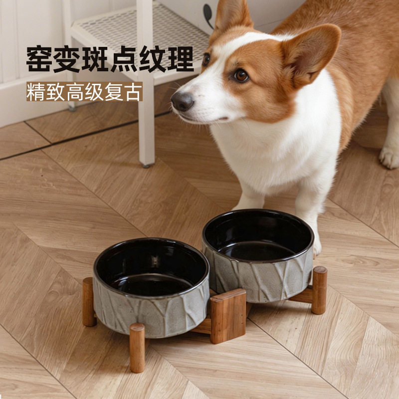 高级陶瓷宠物狗食盆狗粮水碗猫咪慢食缓食碗猫碗饭碗双碗一体两用