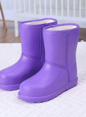 加厚雪地靴女泡沫雨靴泡沫型防水棉靴高腰冬天雨鞋加绒工作雨棉鞋