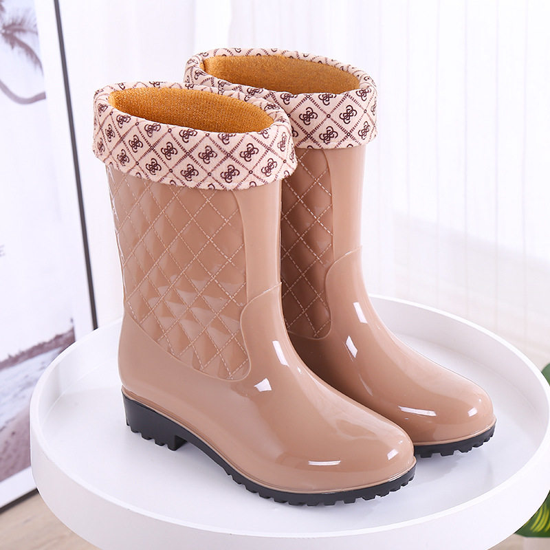 时尚雨鞋女士中筒保暖秋冬季雨靴防滑水鞋胶鞋成人加绒棉水靴套鞋