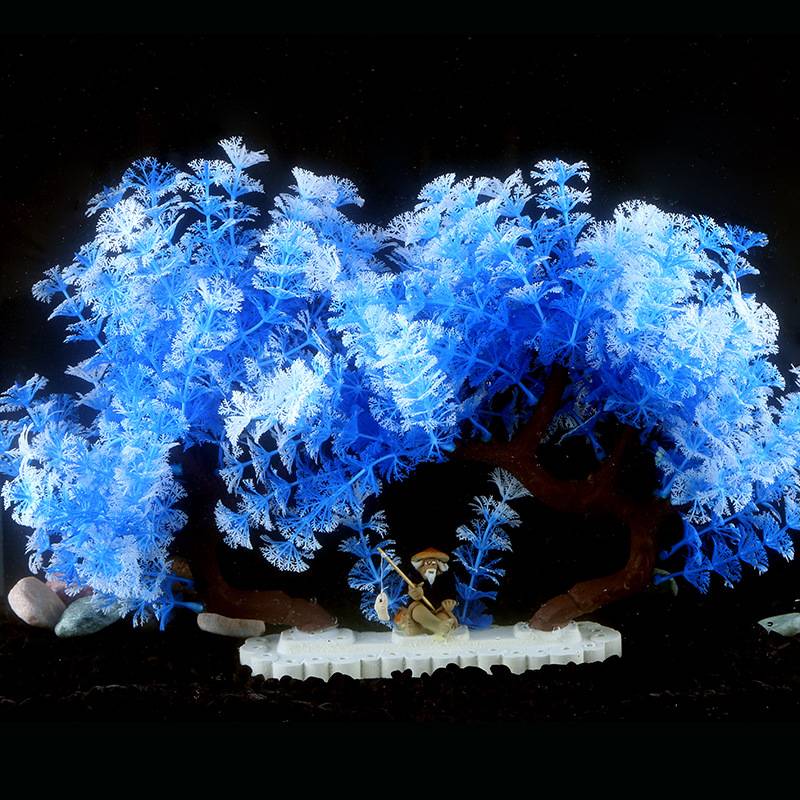 夫妻树仿真水草小额盆景塑料花鱼缸装饰水族箱植物