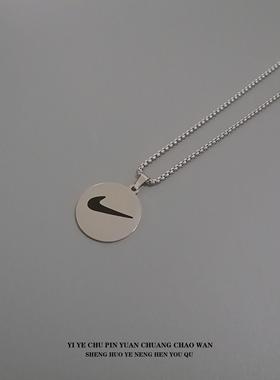 一页出品！潮牌欧美嘻哈项链街头原宿潮男女简单个性圆牌吊坠项链