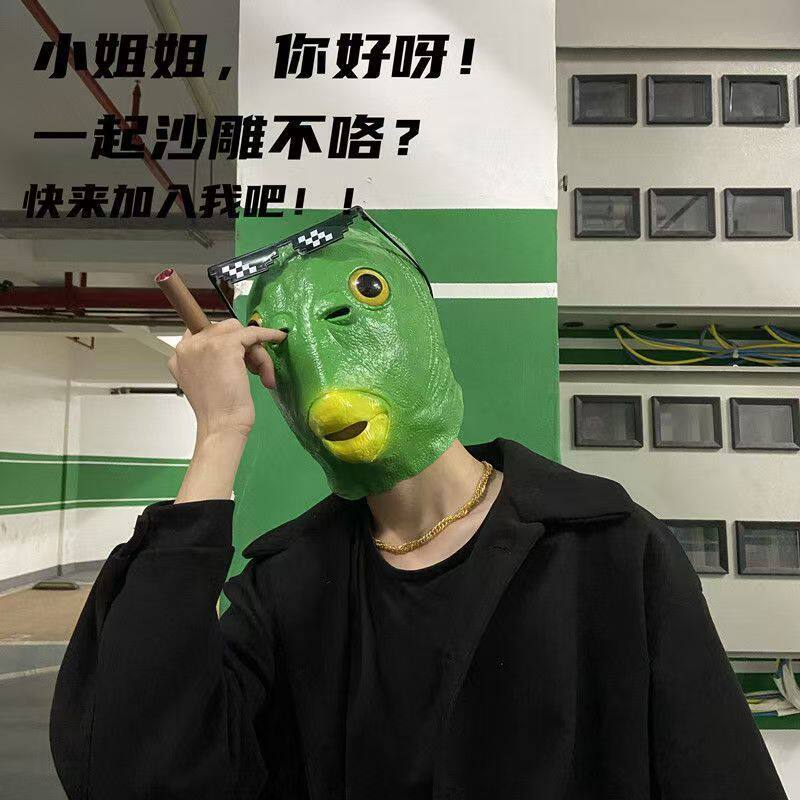 绿头鱼头套面具可爱搞笑搞怪沙雕