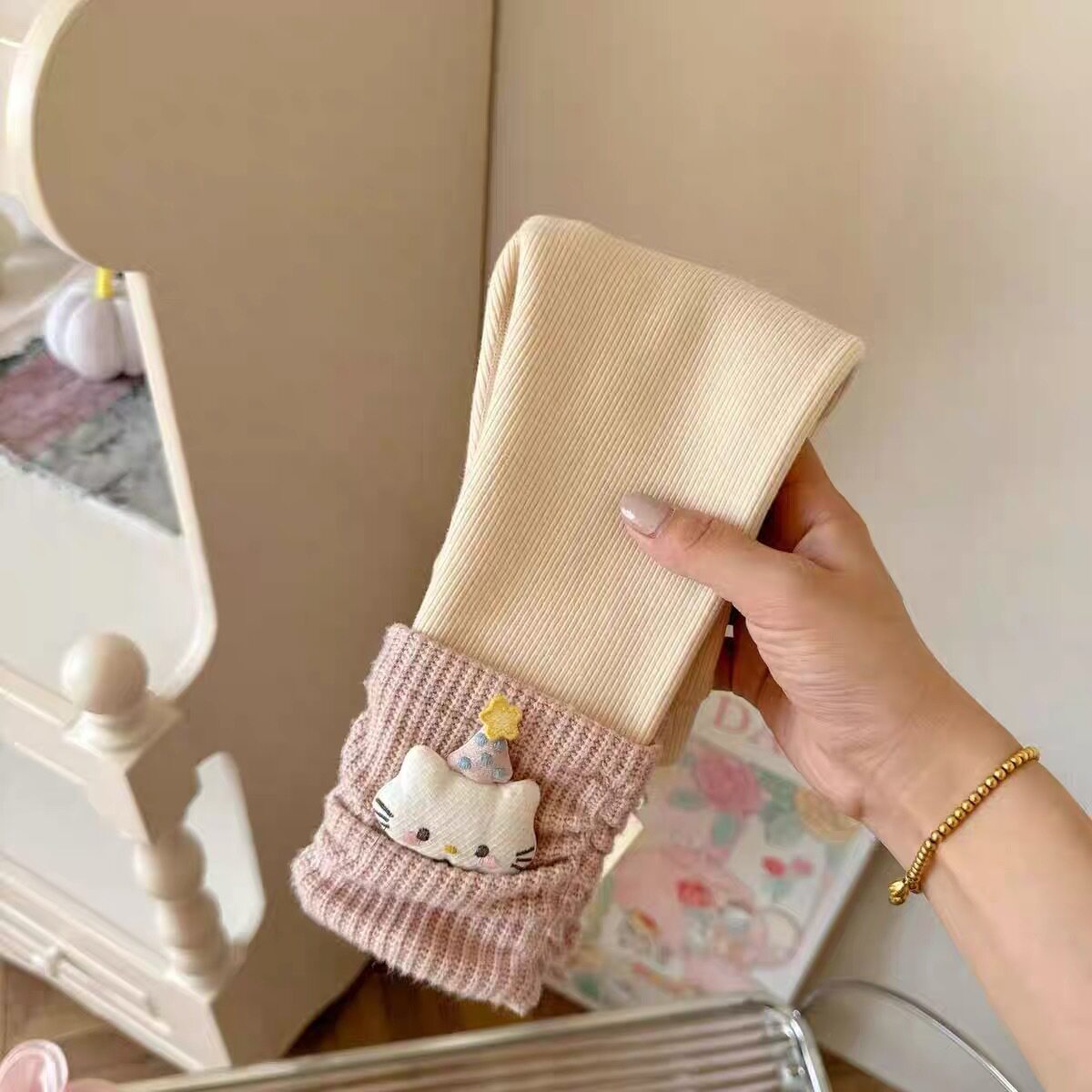 女童加绒加厚打底裤冬装