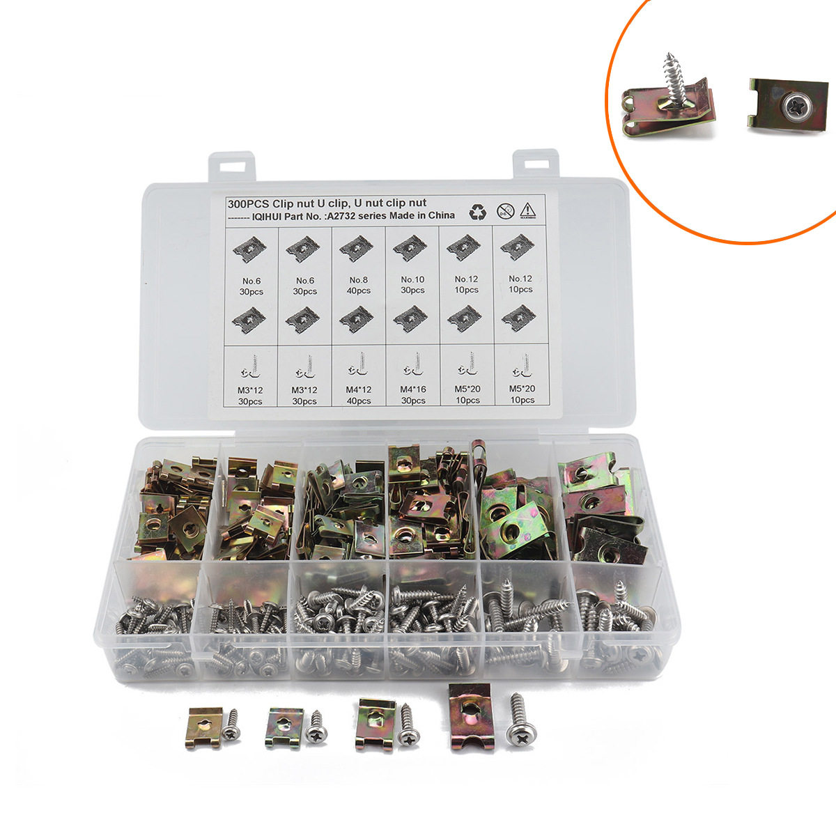 300只装-镀彩锌U型簧片螺母 弹片螺母 弹簧螺母配不锈钢螺丝,五金/工具,螺母,淘宝优惠券,粉丝福利购,淘宝优惠卷