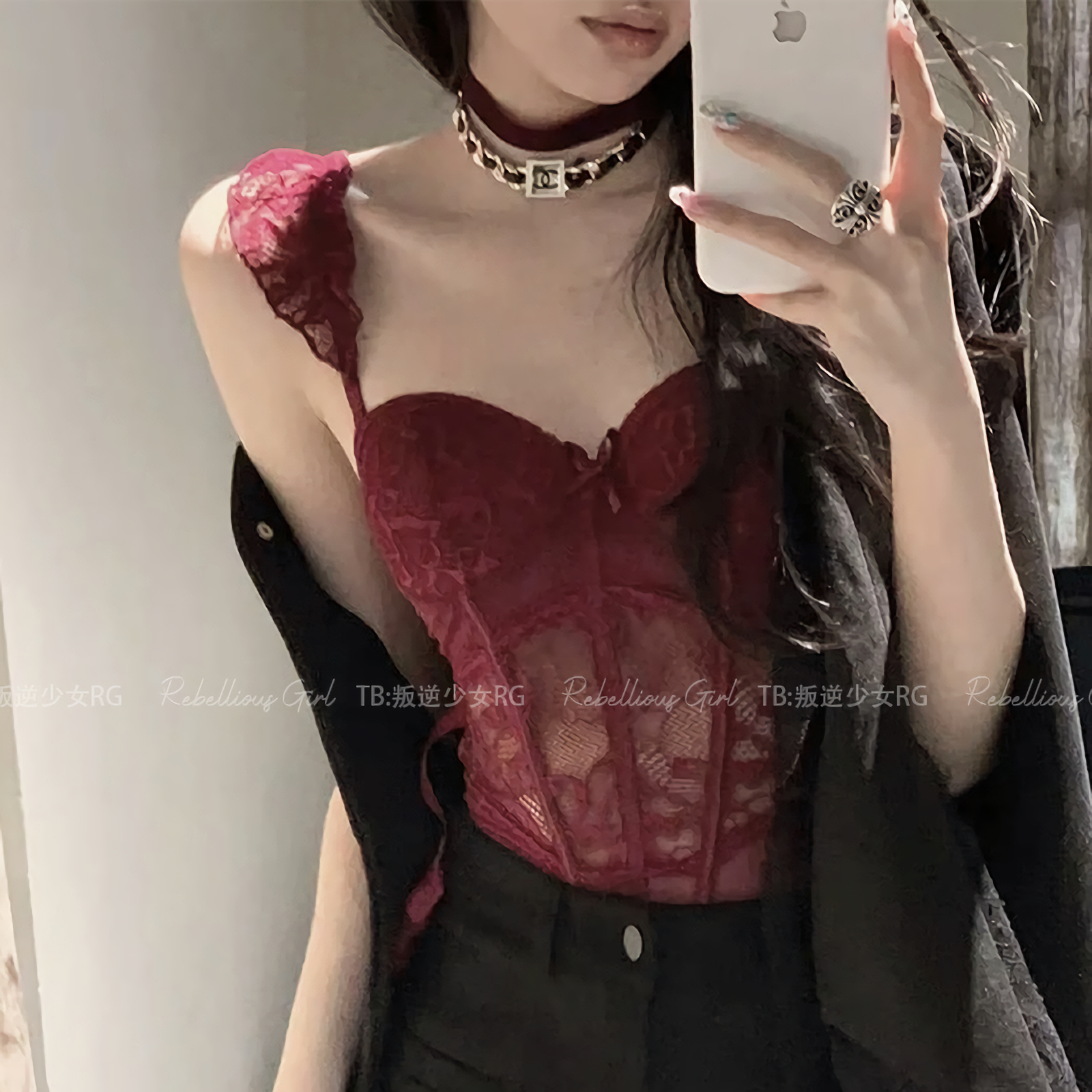 微醺陷阱 性感辣妹诱惑蕾丝内衣带胸垫钢托鱼骨胸衣束腰吊带背心