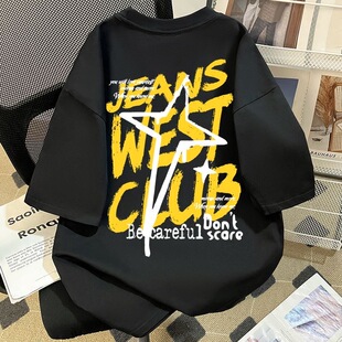 欧美vintage美式 t恤男女情侣穿搭上衣潮 字母100%纯棉宽松百搭短袖