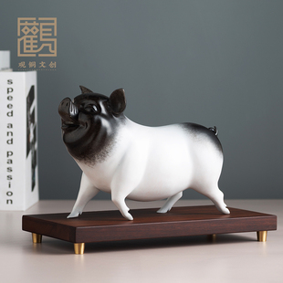 生肖猪铜猪闲庭信步猪家居装饰礼品客厅玄关酒柜办公室桌面摆件