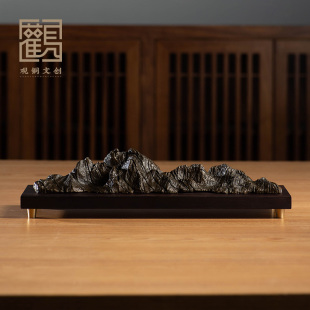 黄铜山摆件千里江山家居装 中式 饰品客厅玄关柜办公室桌面高档礼物