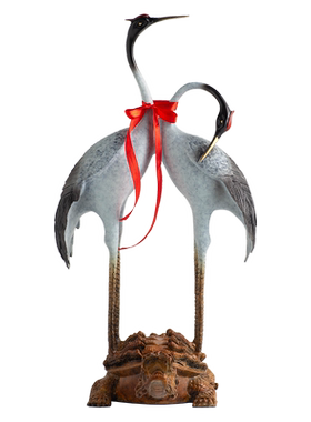 双喜仙鹤龟鹤延年摆件高档礼品