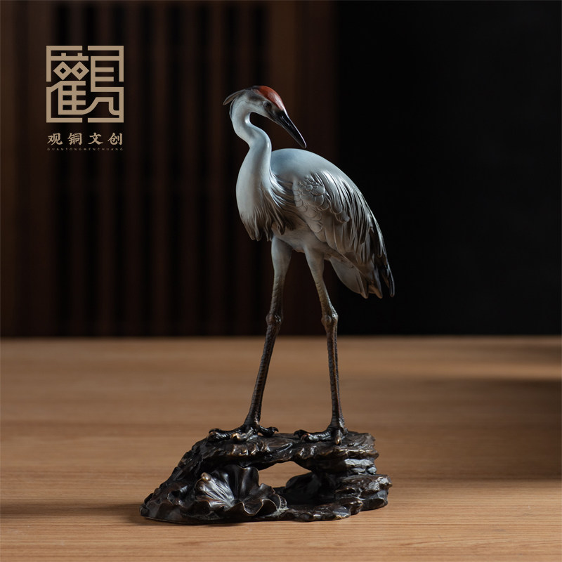 黄铜仙鹤一鹭莲科高档礼品摆件图片