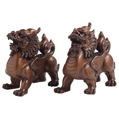 紫铜貔貅公母一对瑞兽摆件礼品