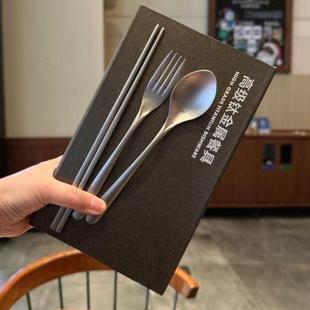 纯钛家用筷叉勺餐具户外露营轻便耐高温防烫一人筷子叉子勺子套装