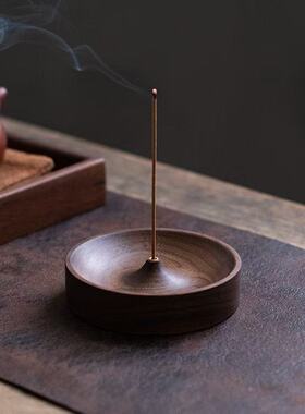 胡桃木纹香插圆形香薰炉中式简约