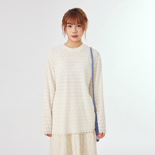 右设/25SS针织衫2025冬季新款长袖简约宽松镂空毛针织衫柔软圆领