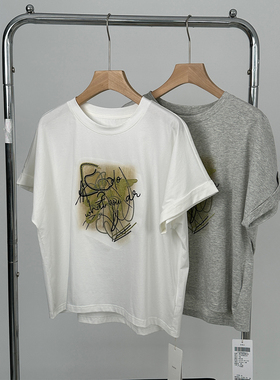 右设/25SS刺绣图案T恤女夏季新款2TFAN5B9229K