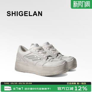 擦色做旧小白鞋 运动鞋 女鞋 增高休闲鞋 真皮厚底板鞋 诗歌兰2026新款