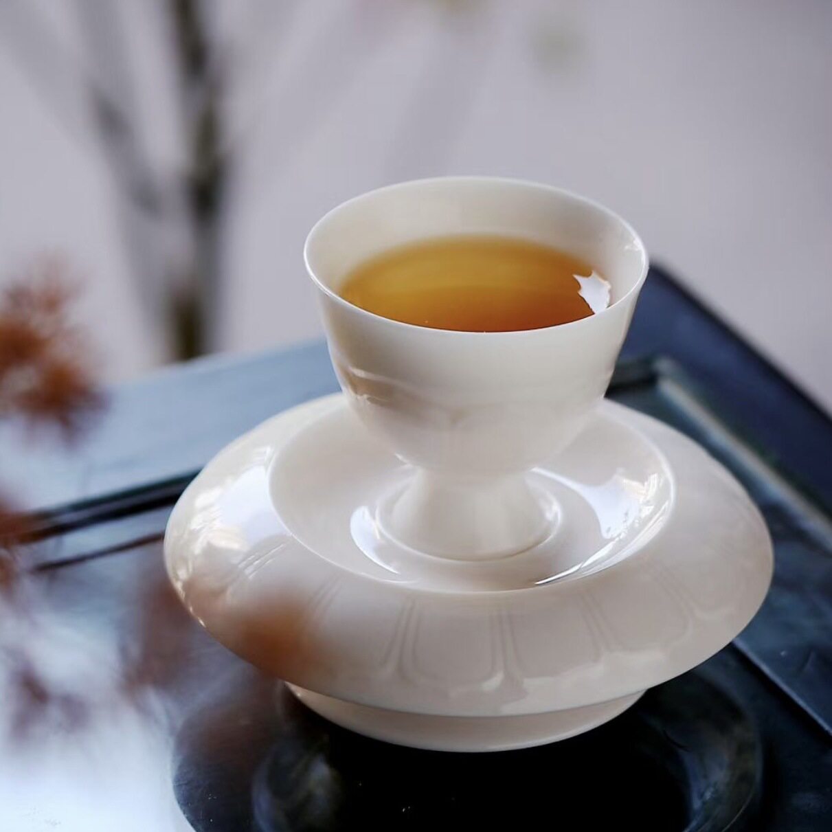 樱花粉仿宋定瓷莲花盏高档女士个人专用品茗主人杯功夫茶具小茶杯