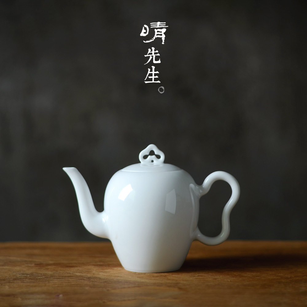 白瓷茶壶景德镇陶瓷功夫茶具单壶大魚极简主义美人肩壶如意美人壶