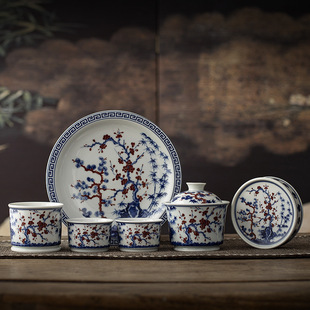 景德镇松竹梅功夫茶具茶杯套装家用高档轻奢泡茶专用陶瓷2026新款