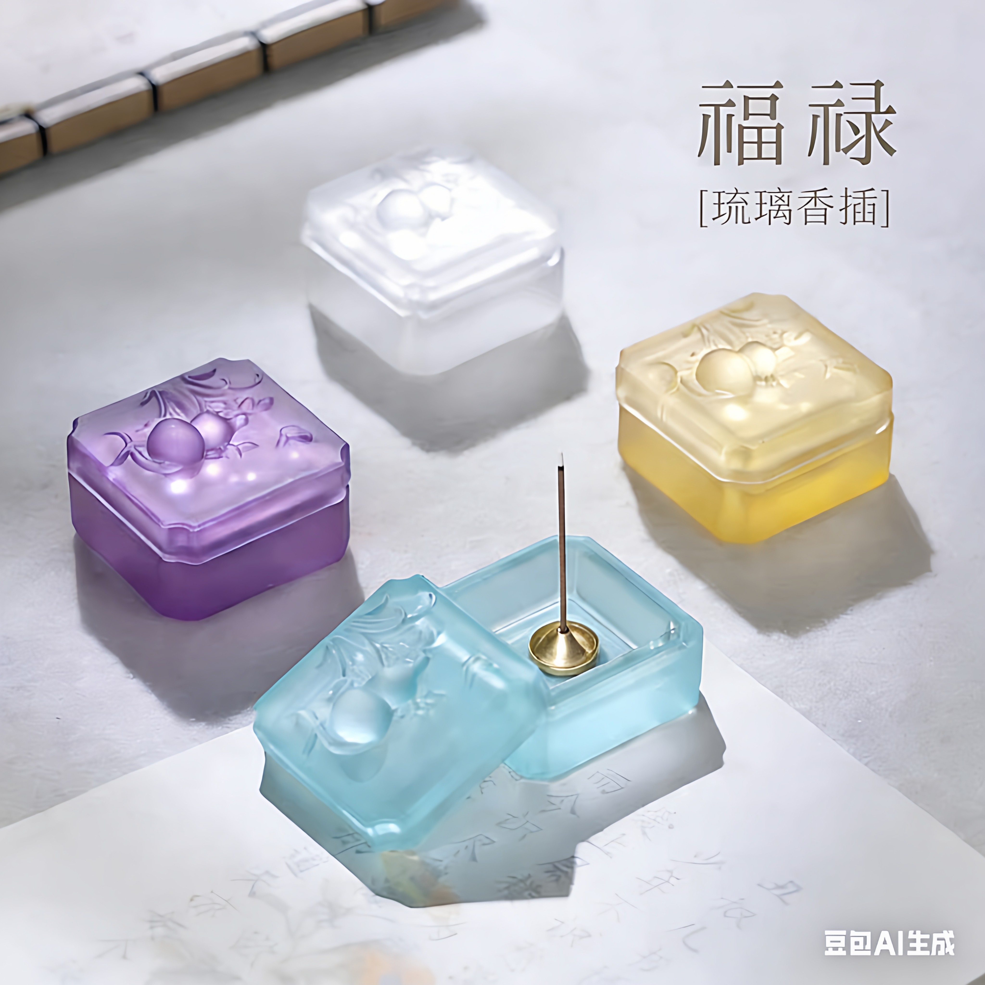 禅意福禄琉璃小香插创意葫芦线香炉香座香托底座茶室茶道装饰摆件