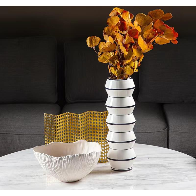 极简树脂白色果盘装饰品样板房托盘零食盘摆件花瓶摆设品软装饰品