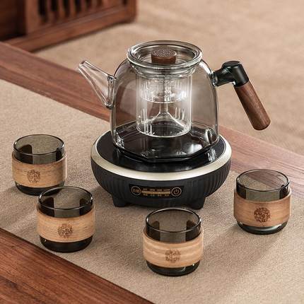 加厚玻璃煮茶壶蒸煮一体电陶炉专用烧水壶提梁白茶养生煮茶器套装