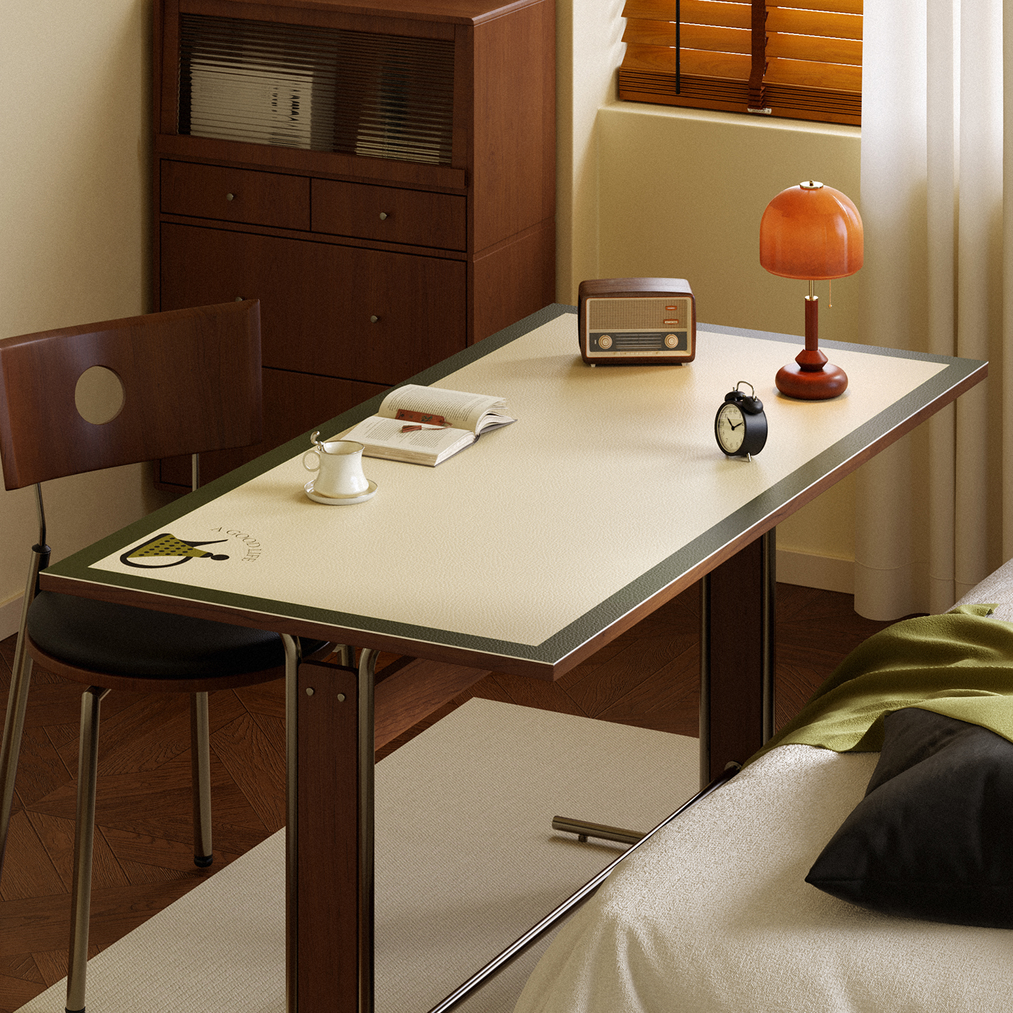 暮色茶防水防油防滑皮革书桌垫