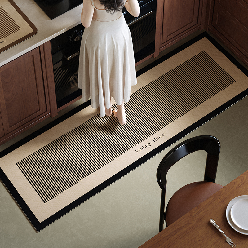 素屿厨房地毯复古轻奢皮革地垫