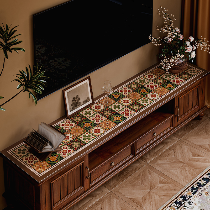 糖仙棕美拉德复古电视柜垫边柜保护垫梳妆台书桌垫防水耐脏可定制