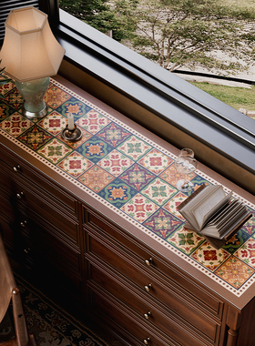 糖仙棕美拉德复古皮革桌面餐边柜台面保护垫防水书桌垫电视柜化妆