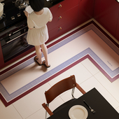 简序简约现代轻奢L形厨房地垫防滑防油吸水可擦硅藻泥满铺地毯垫