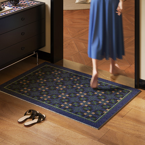 西格玛复古几何高级感丝圈地垫入户门垫门口地垫可擦免洗可裁剪