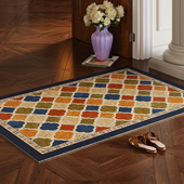 彩菱格美式 复古入户门地垫丝圈进门垫高级感轻奢菱形耐脏家用地毯