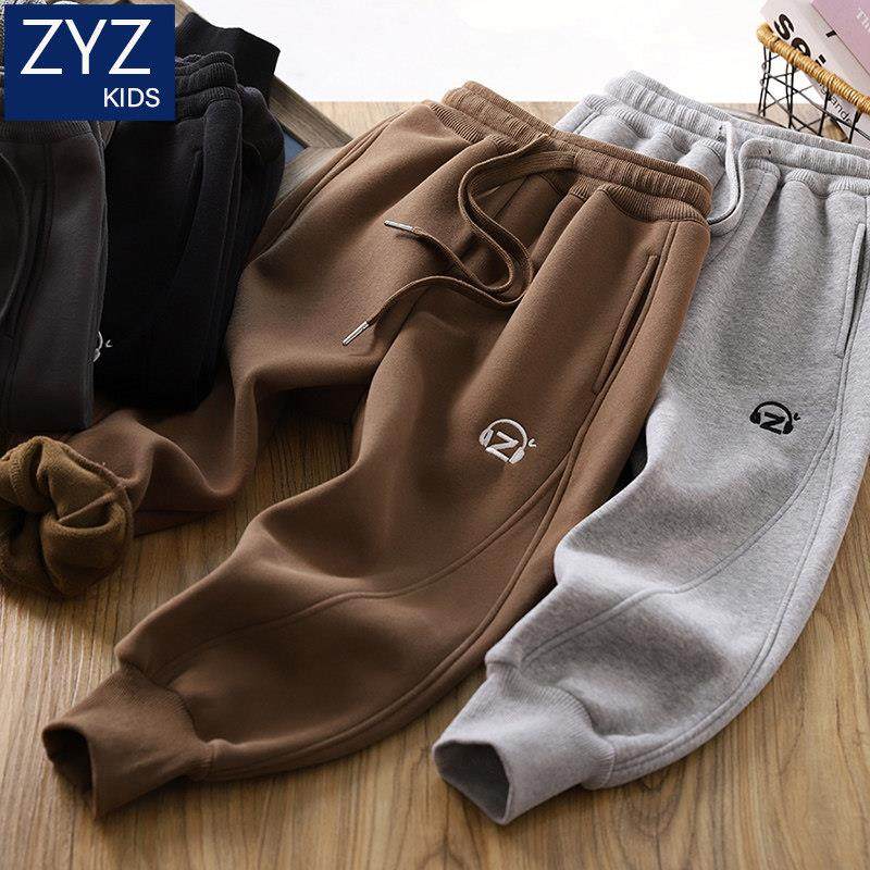 男童加绒裤子秋冬季新款儿童一体绒保暖卫裤中大童束脚加厚运动裤
