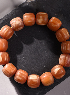 透光帝血龙木琥珀木手串长白山沉香全满油松明子20mm全玉化文玩