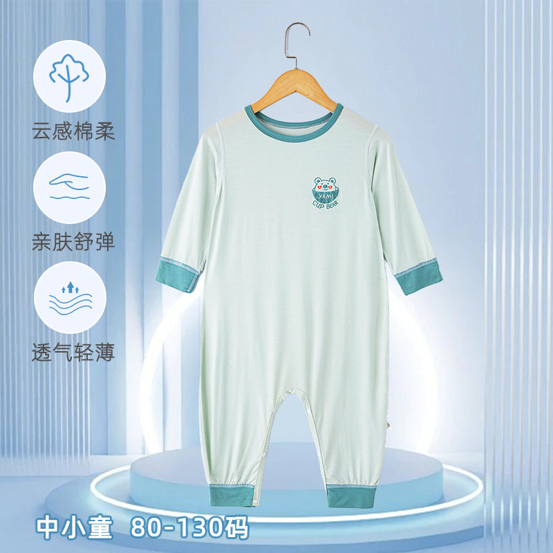 新款儿童夏季家居服宝宝睡袋婴儿长袖睡衣小孩连体衣