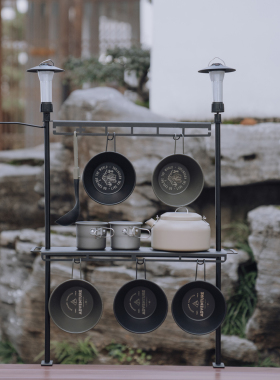 户外露营桌面灯架全铝合金折叠便携野营多功能多层置物架灯杆悬挂