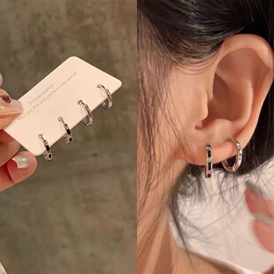 夏季 小众设计感高级耳环女耳扣耳钉耳骨钉耳饰 睡觉不用摘耳圈套装