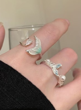 渐变鱼尾锆石开口戒指