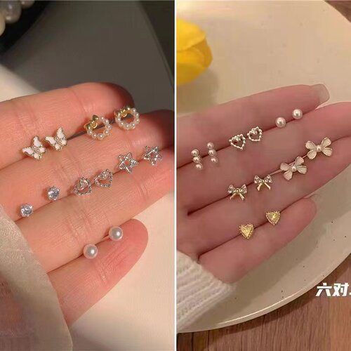 温柔甜美蝴蝶套装耳钉女